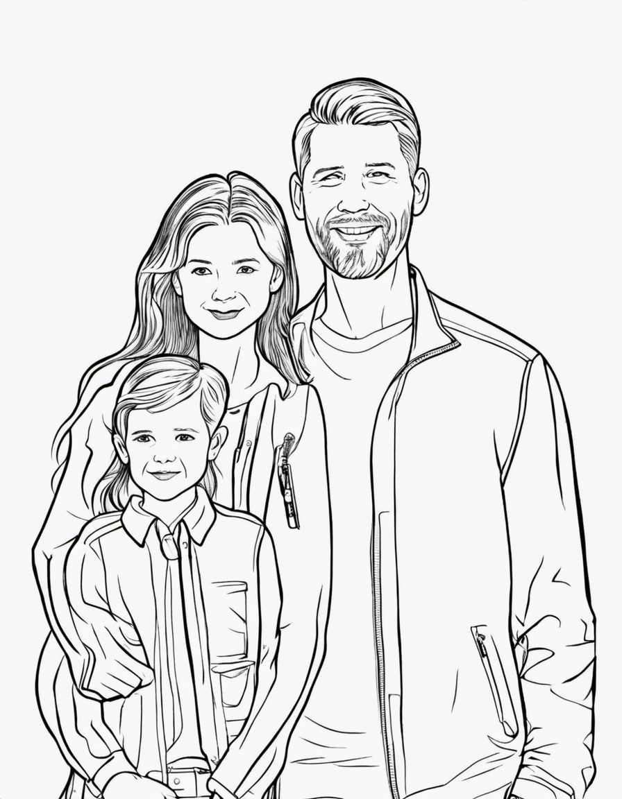 realistic family coloring page