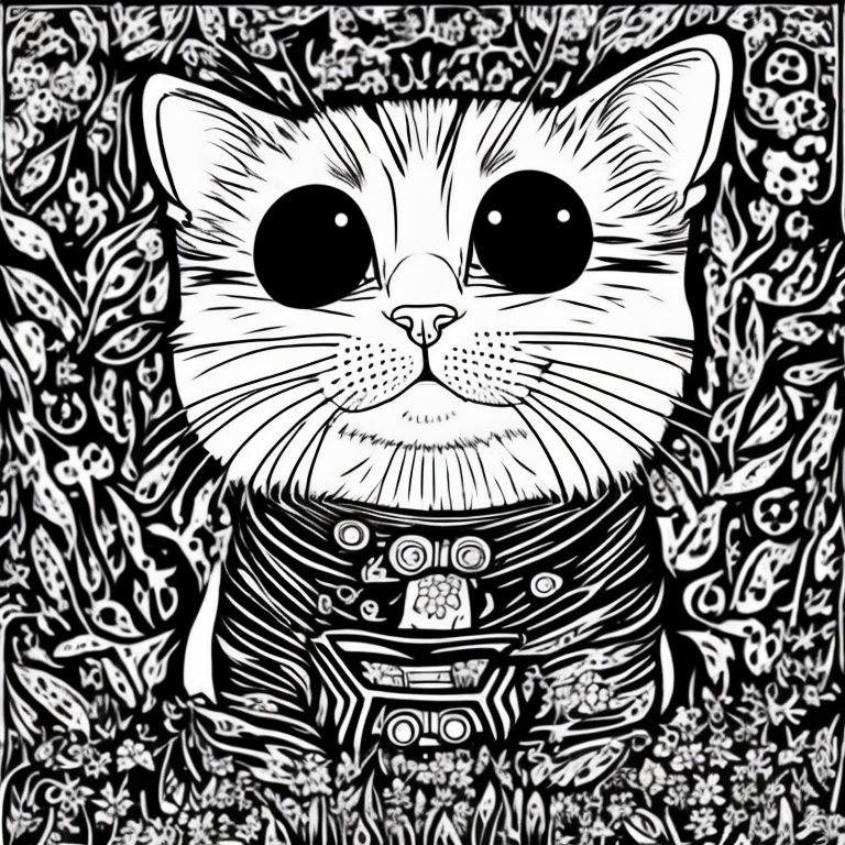 A cute cat coloring page