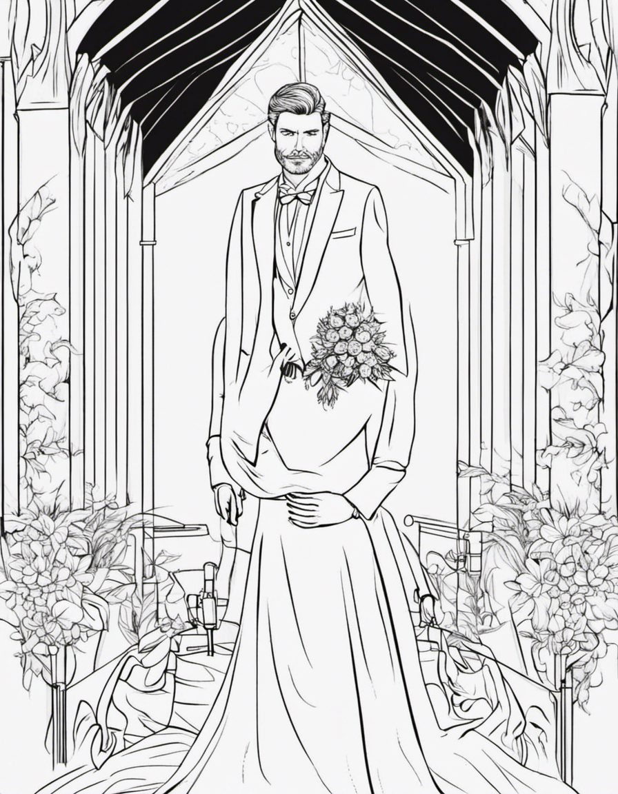 realistic wedding coloring page