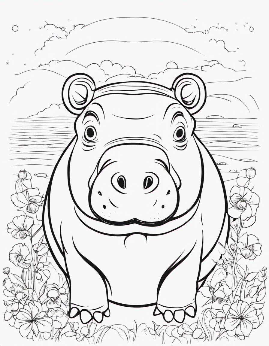 hippo for children coloring page