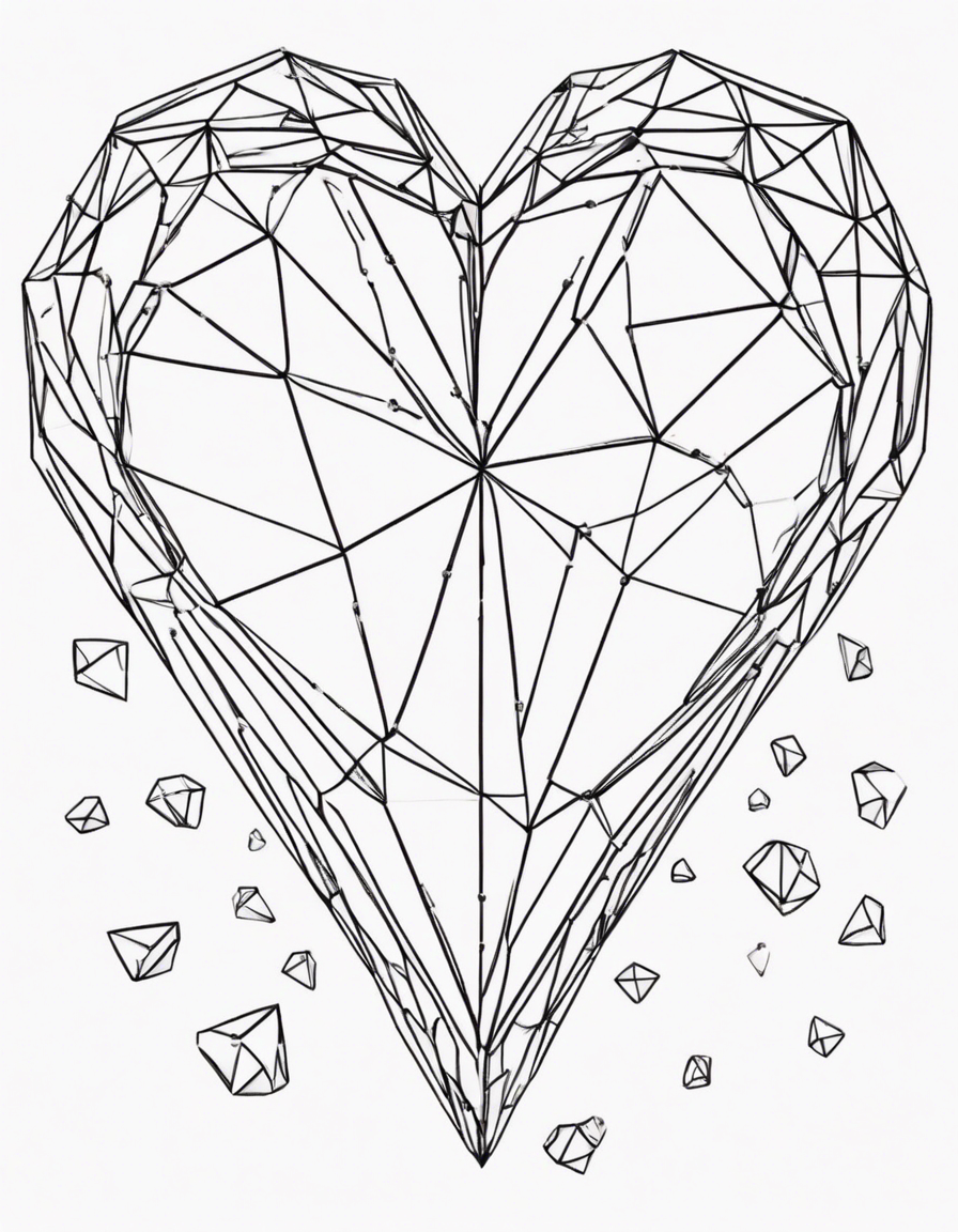 A heart made from crystal points and towers. coloring page