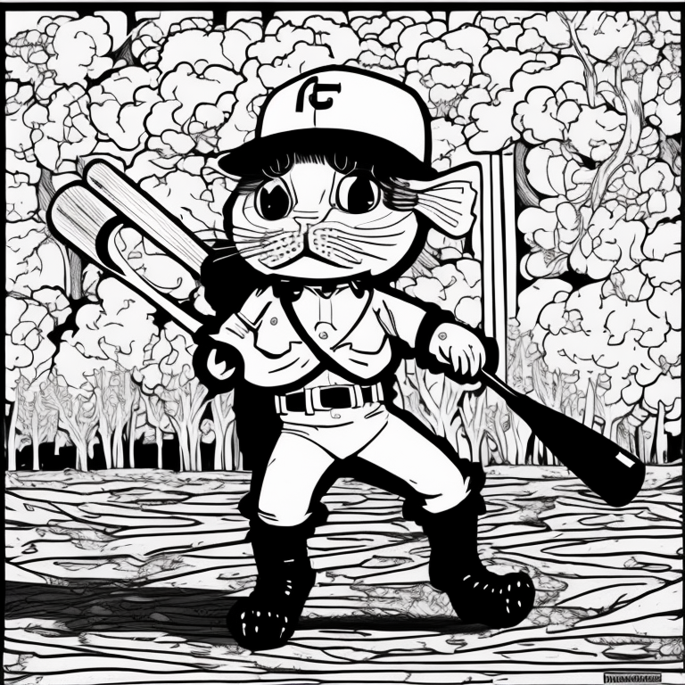 a cat play baseball in the park 