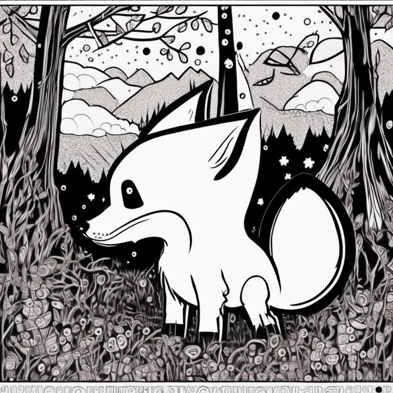 Sparky the fox, so curious and bright, Was wandering through the woods one day, just right. He stumbled upon a map that lay on the ground, And eagerly picked it up to have a look around coloring page