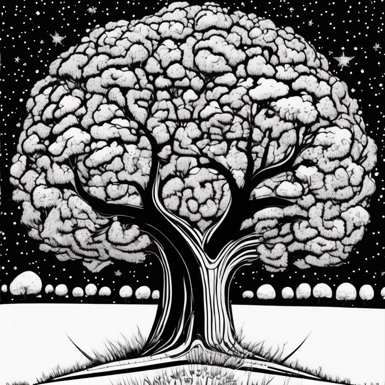 a tree on a land coloring page