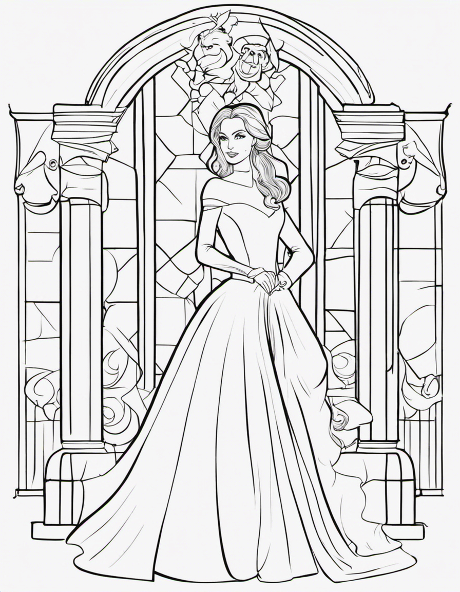 cartoon beauty and the beast coloring page