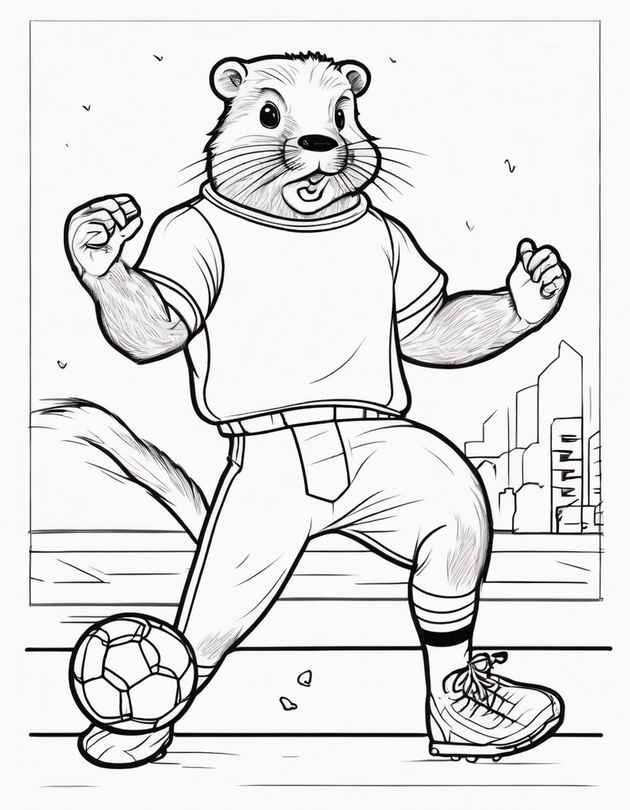 beaver punting a football american coloring page