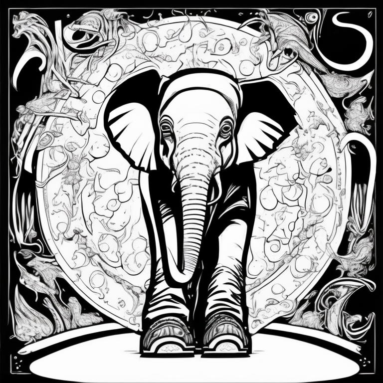 Baby elephant dancing with top hat on and tap dancing shoes coloring page