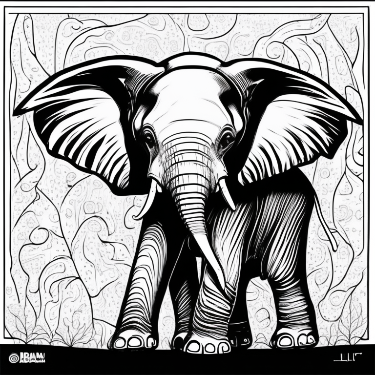 Cute baby elephant coloring page