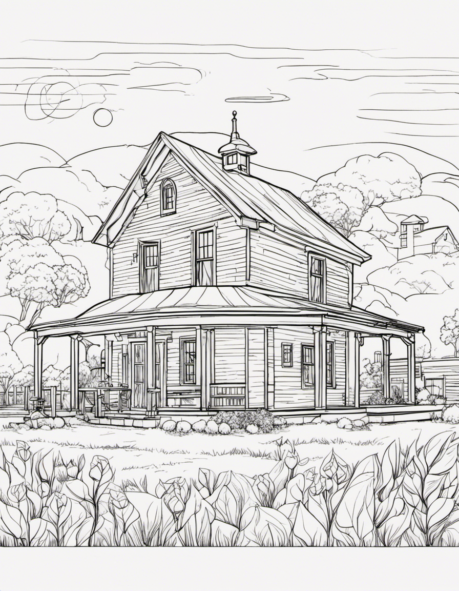 Farm House coloring page