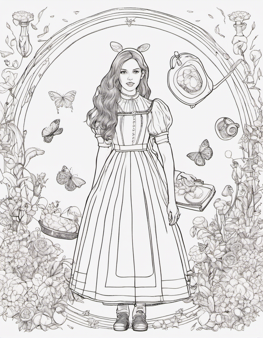 realistic alice in wonderland coloring page