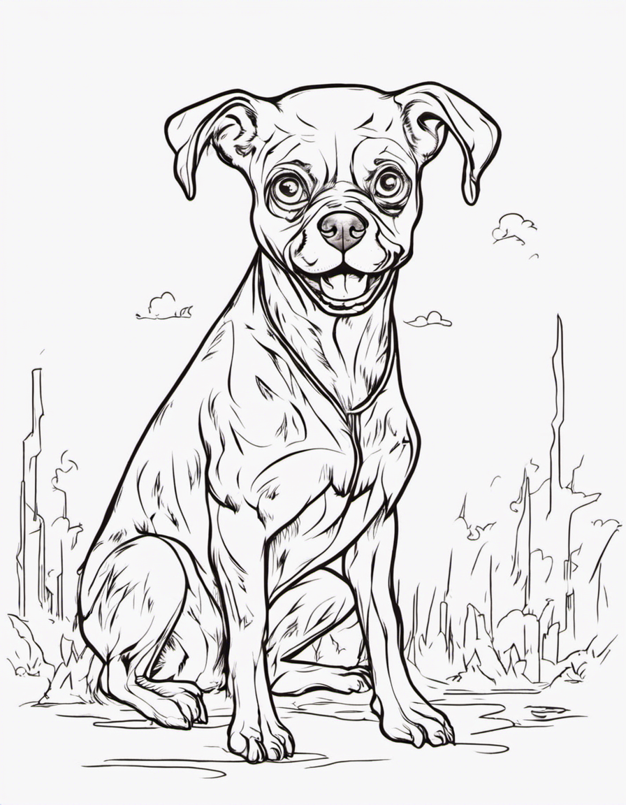 Puppy as zombie ￼ coloring page