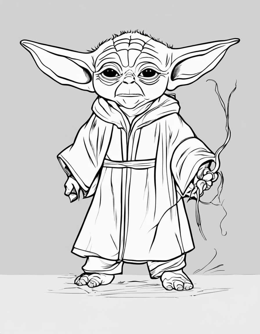 baby yoda for children coloring page