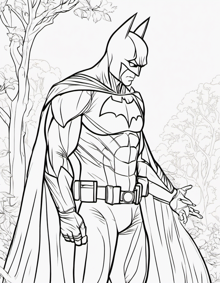 Batman on a tree coloring page