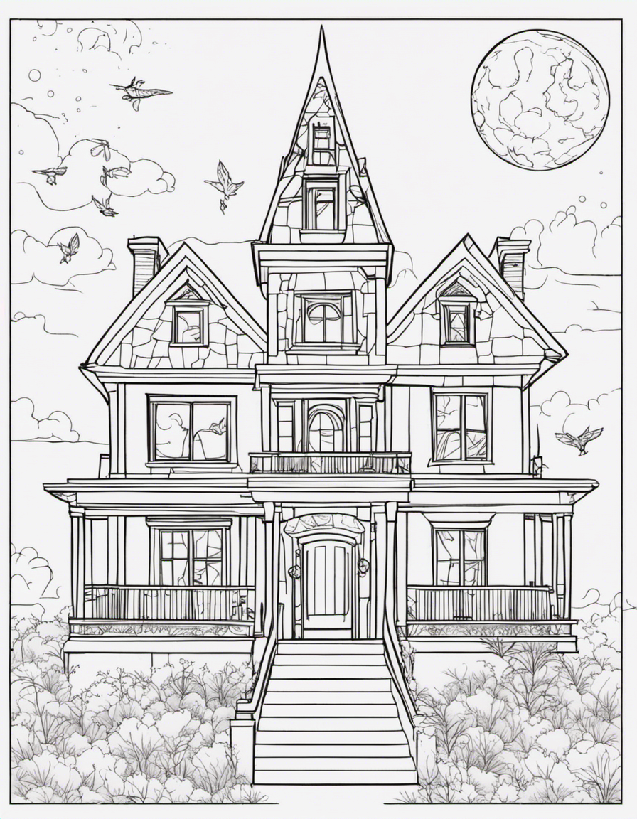 haunted house coloring pages