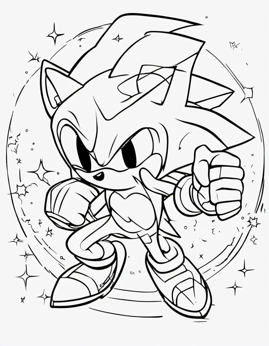 shadow sonic for children coloring page