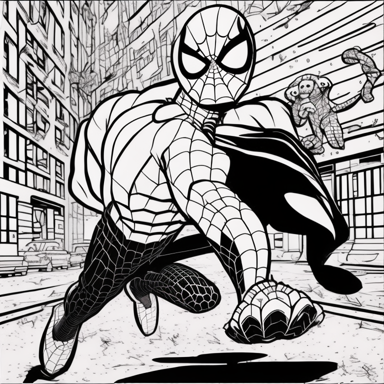 spiderman with a dog coloring page