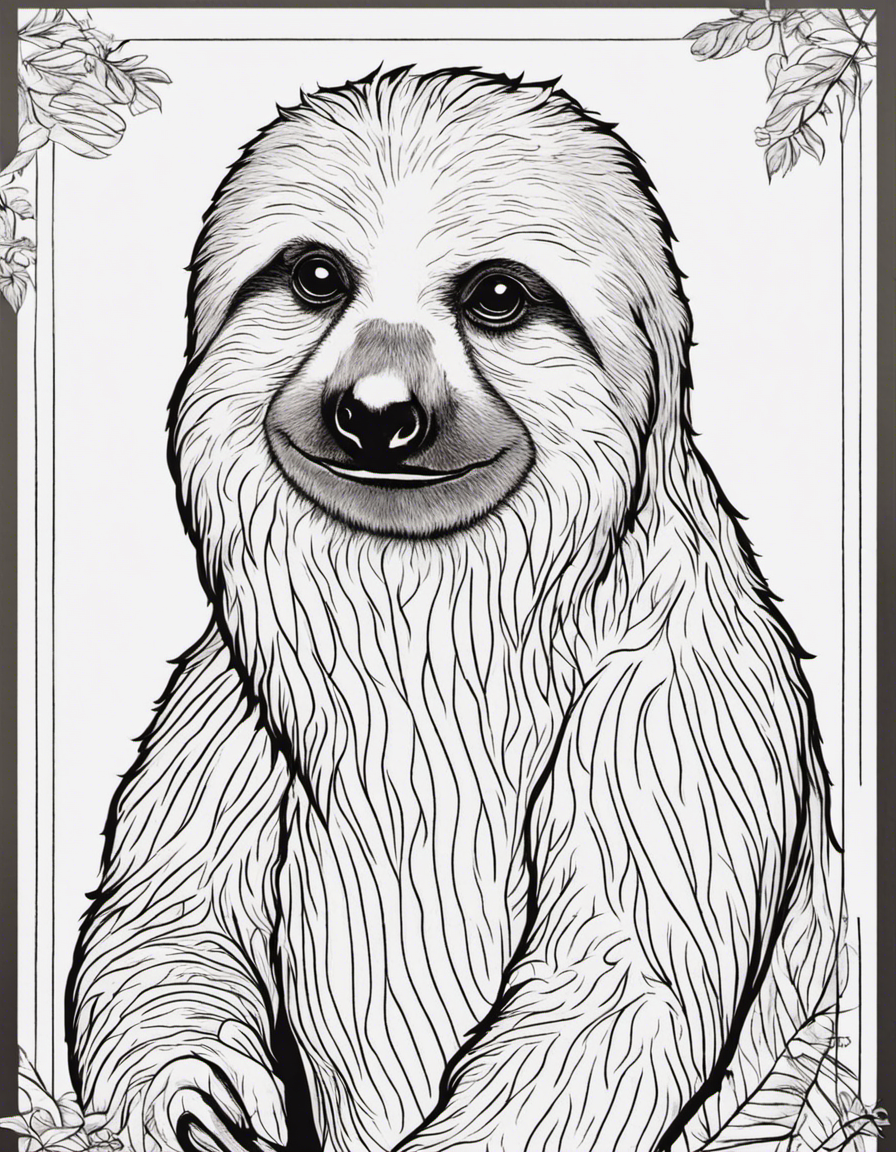 realistic sloth coloring page