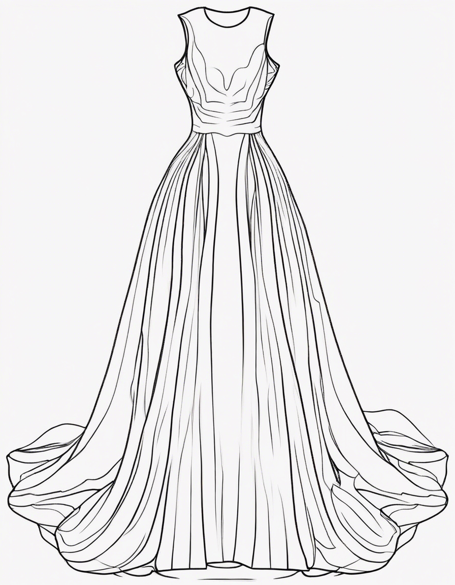 Thick line art of a dress made of water coloring page