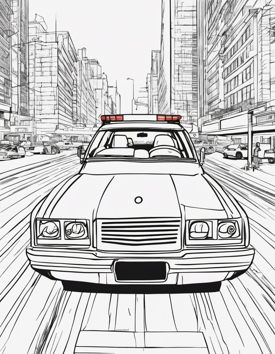 realistic police car coloring page