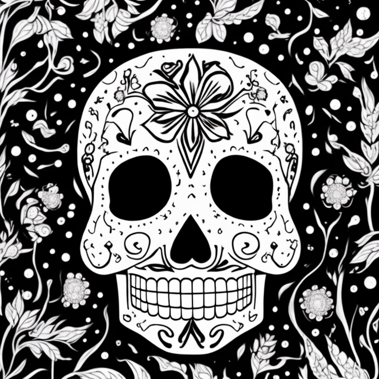 a cute sugar skull  coloring page