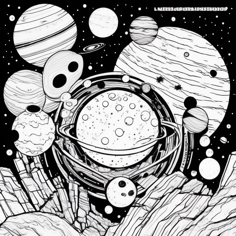 Planets, Outer Space, Galaxy, Milky Way, Solar System coloring page