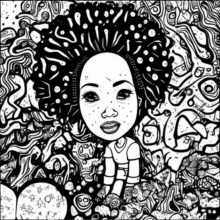 Black girl fun coloring page