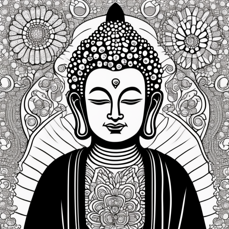 buddha mandala flowers coloring page