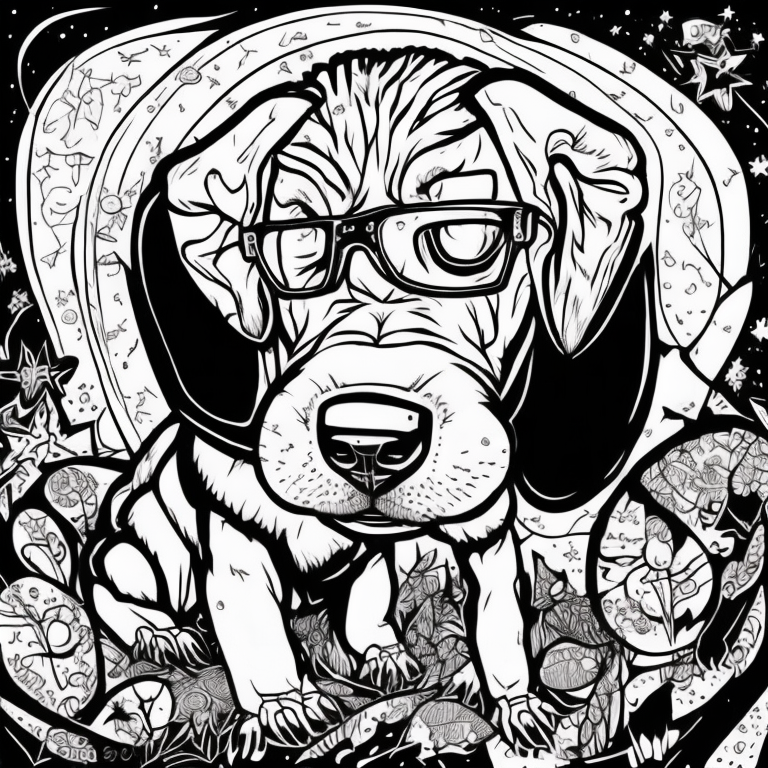 cachorro preto e branco com fundo branco coloring page