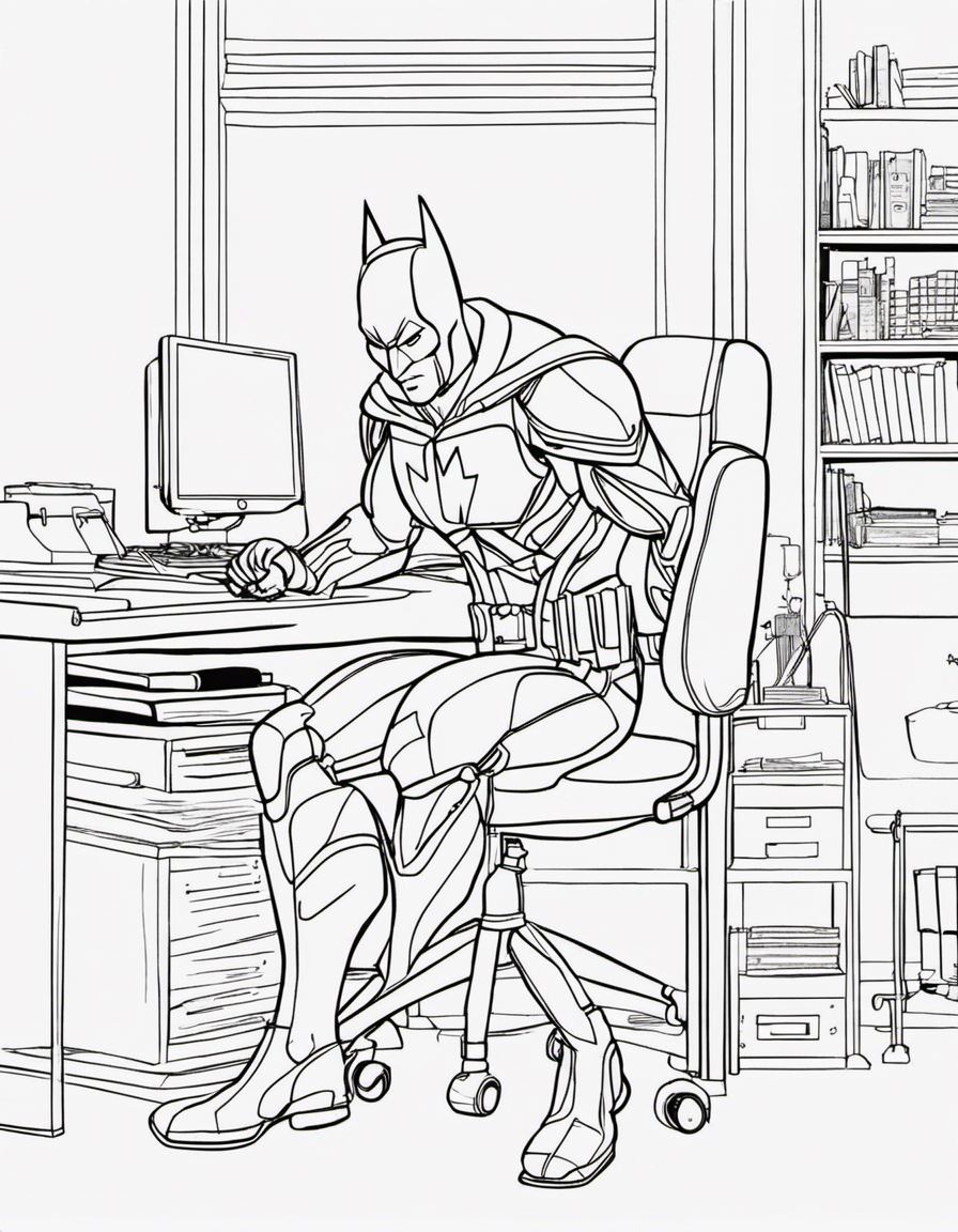 batman working in office live wallpapers coloring page