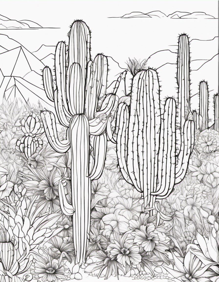 Coloring book page of cactus  for adults  coloring page