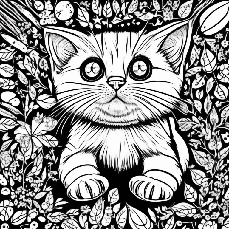 a cute cat coloring page