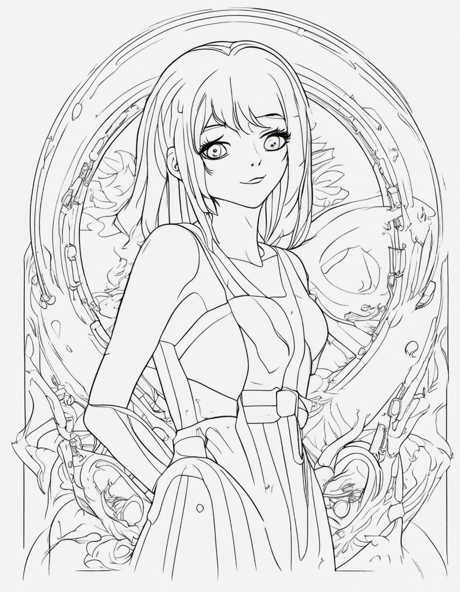 cartoon anime coloring page