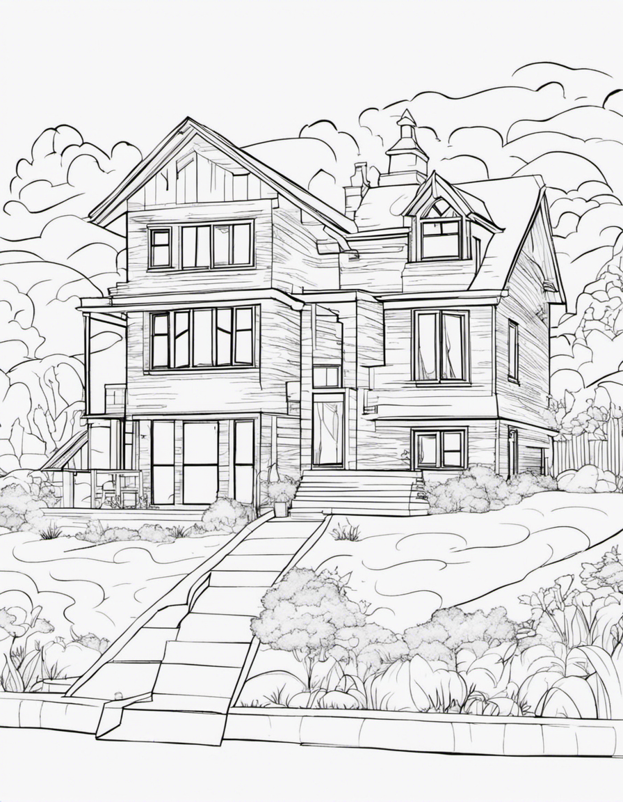 house for children coloring page