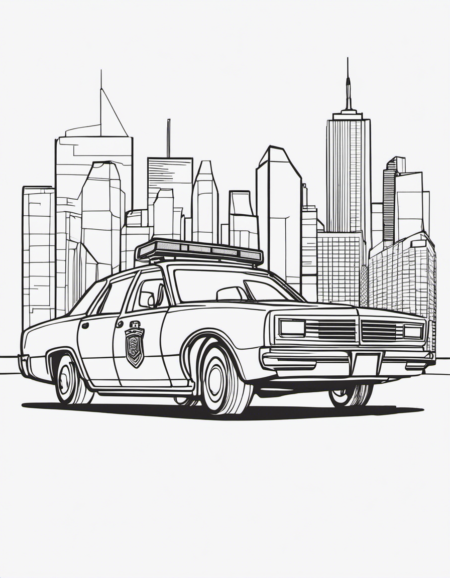 police car for adults coloring page