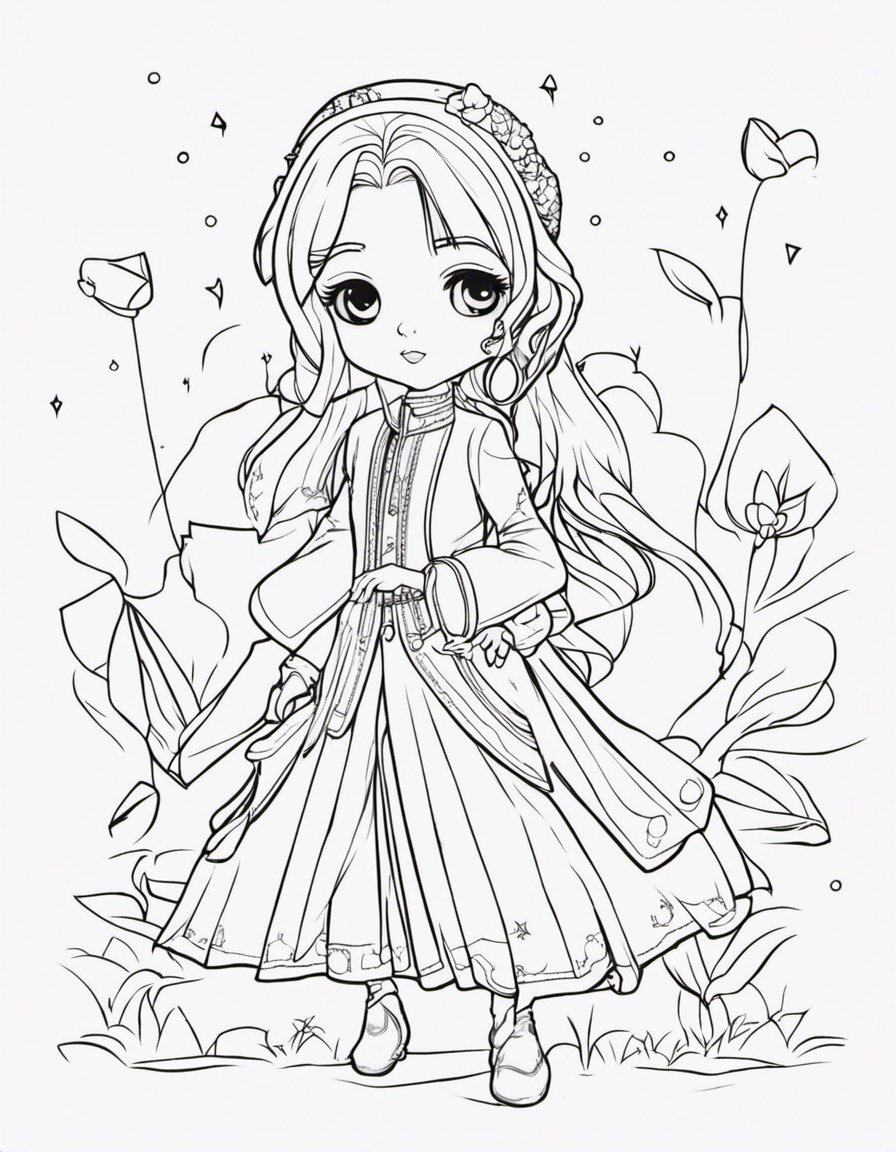 cartoon chibi coloring page