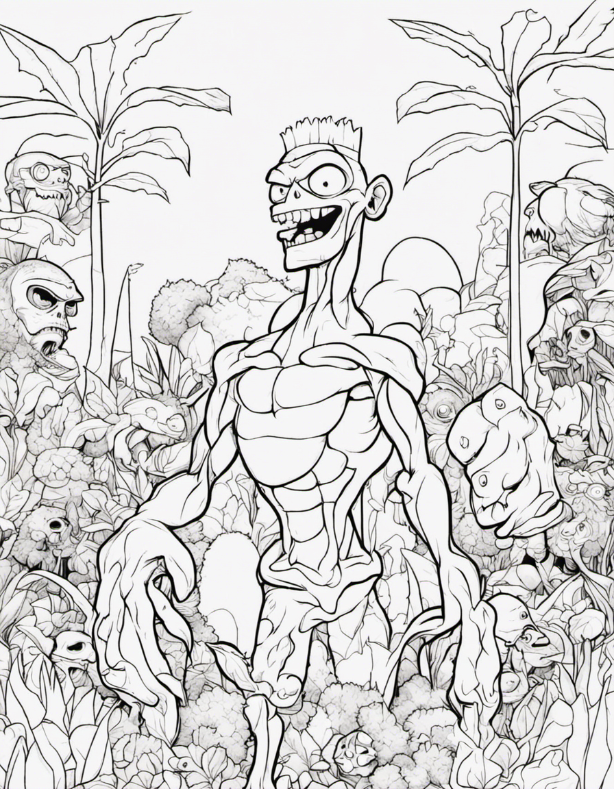 realistic plants vs zombies coloring page