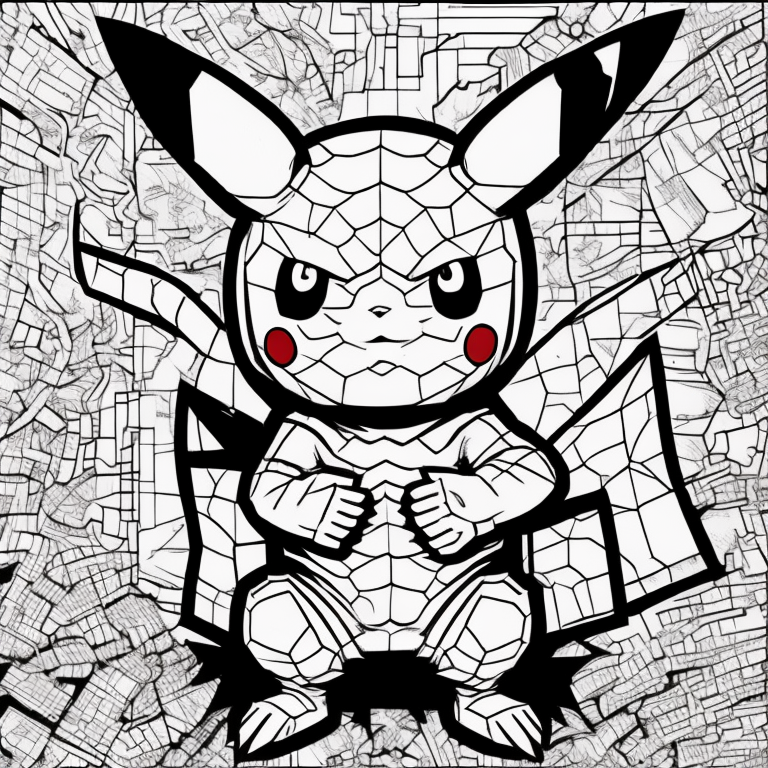 Pikachu spiderman coloring page