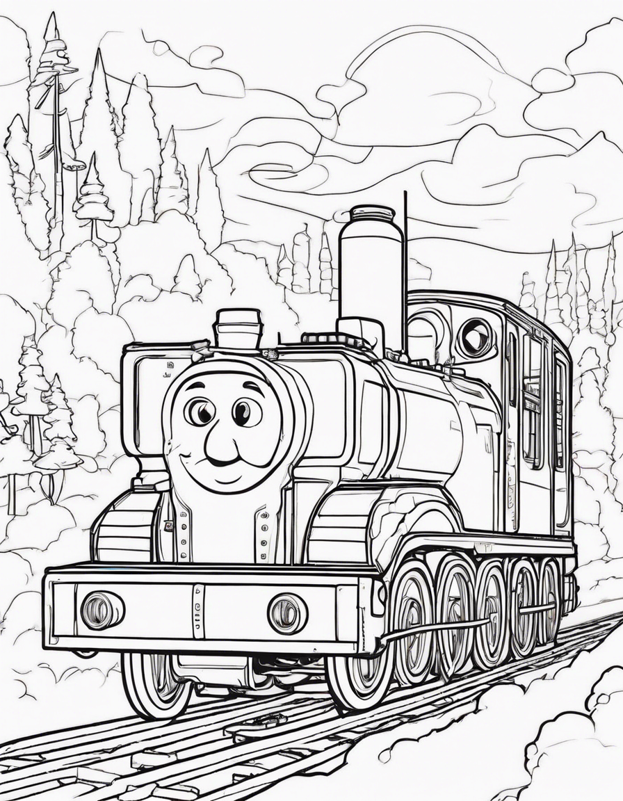 Andrew is a Orange six-wheel Tank engine who likes Adventures and His best friend Little train. coloring page