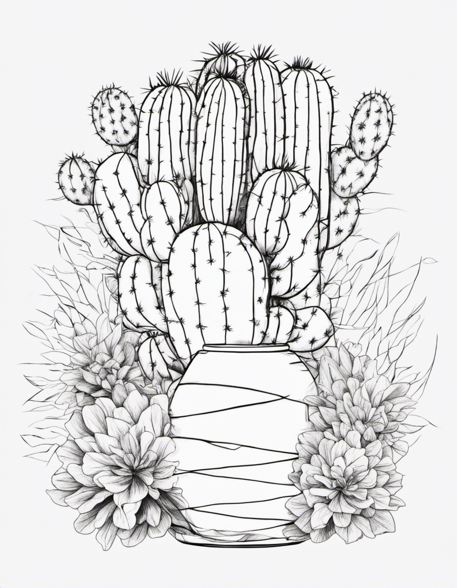 realistic cactus coloring page