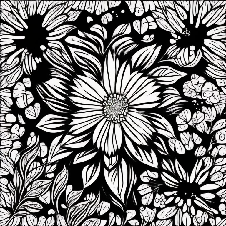 Flower with love coloring page