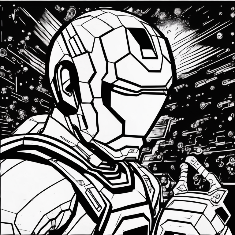 Super Mario in iron man suit coloring page