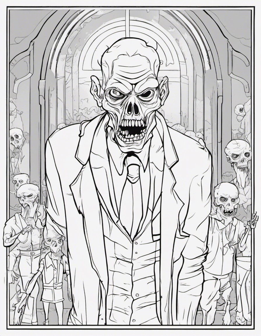 cartoon zombie coloring page