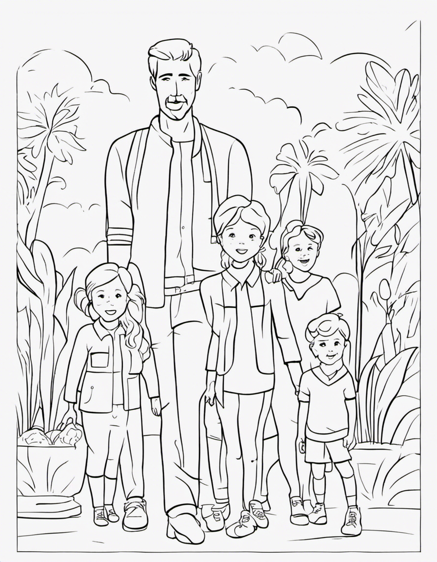 family for children coloring page