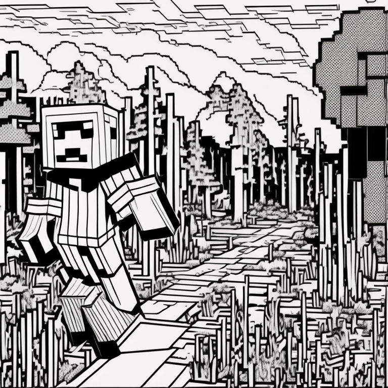 Minecraft landscape coloring page