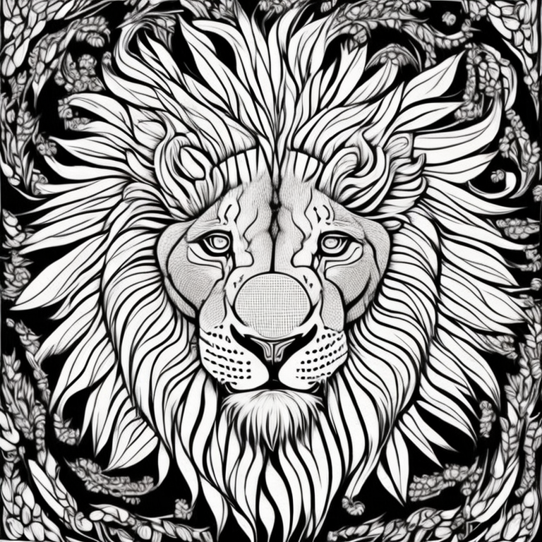 mandala lion's head savanna grass patterns 