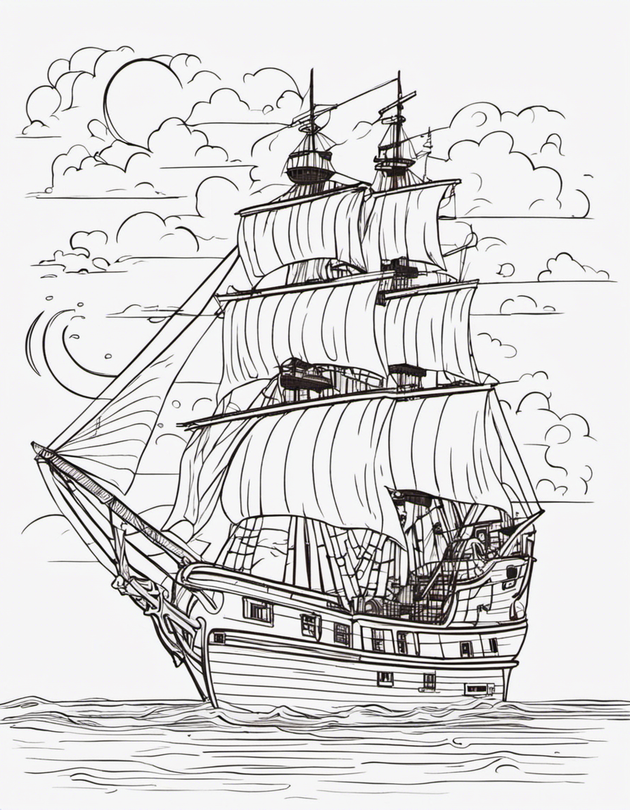 pirate ship for adults coloring page