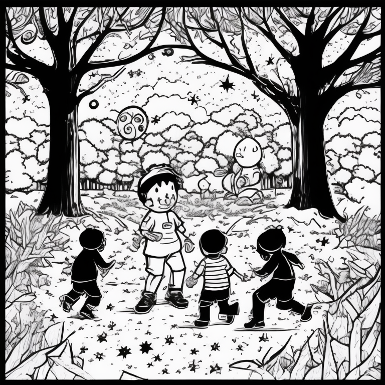 children playing in the park coloring page