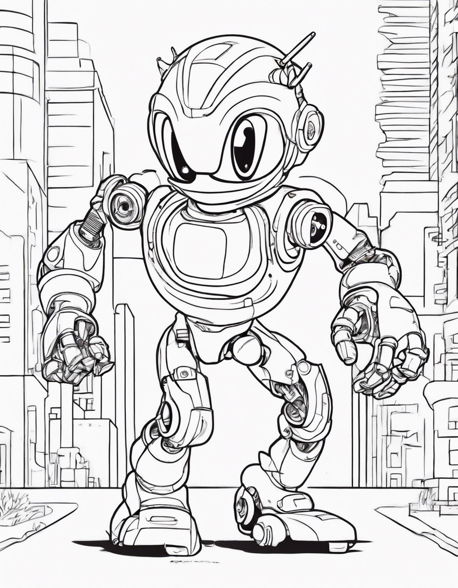 Dr. Robotinik jogando uno com Sonic num parque de diversões coloring page