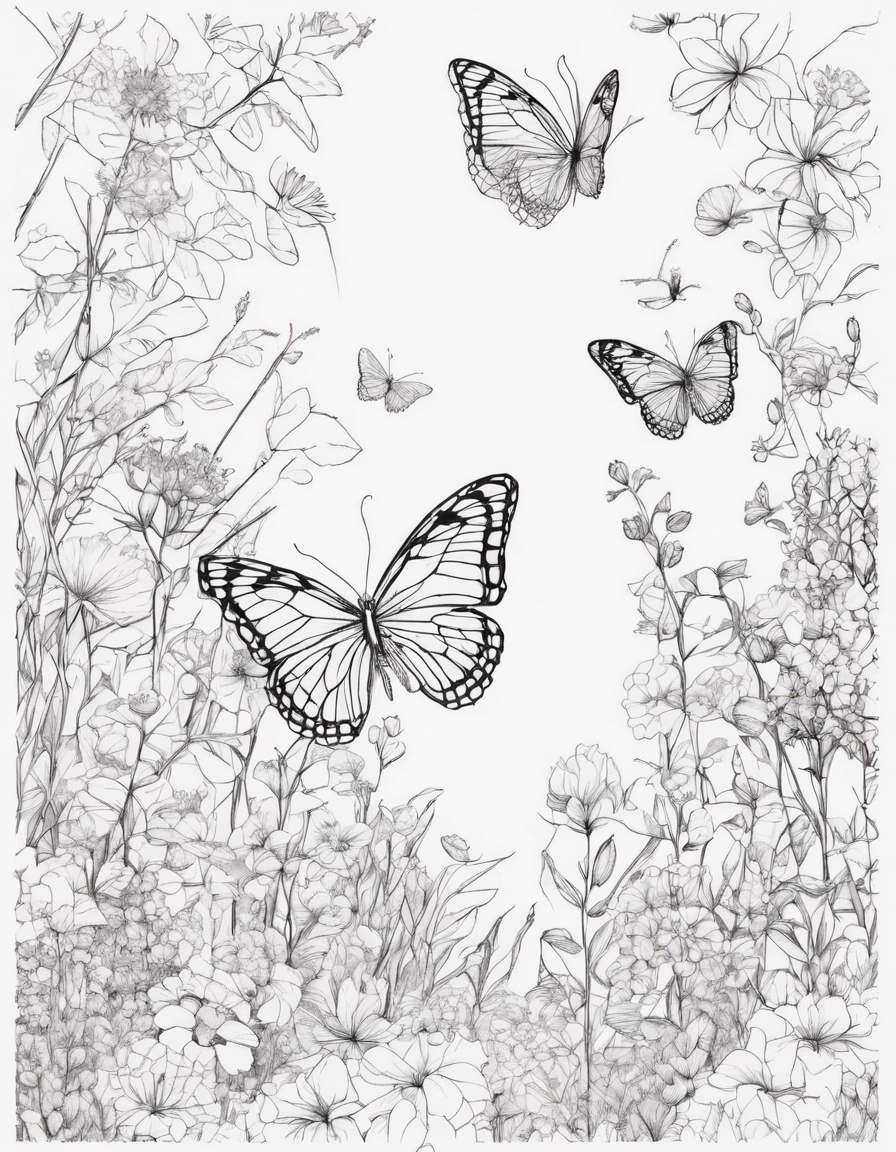 Butterfly garden: coloring page