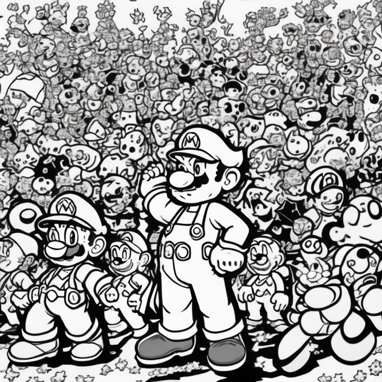 Sun with every nintendo hero from super mario